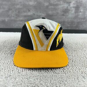 90s Vintage Pittsburgh Penguins Snapback Hat OSFA Colorblock Colorblock NHL Cap